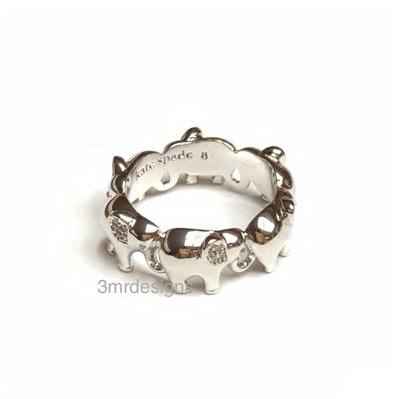 NWT Kate Spade ♠️ PRECIOUS ELEPHANT Silver Plated Brass /CZ Crystals Ring - Picture 9 of 9